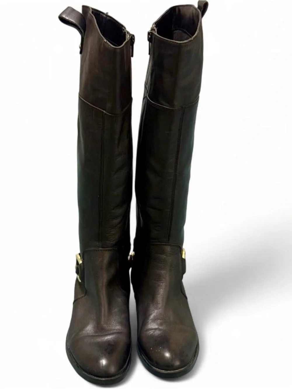 DUNE LONDON Tatter BLACK Leather Knee-High Riding Boots